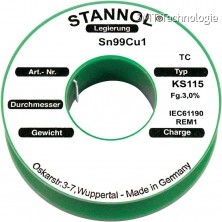 Trubičková pájka Sn99Cu1, KS115  (Ø0,5mm, 100g)